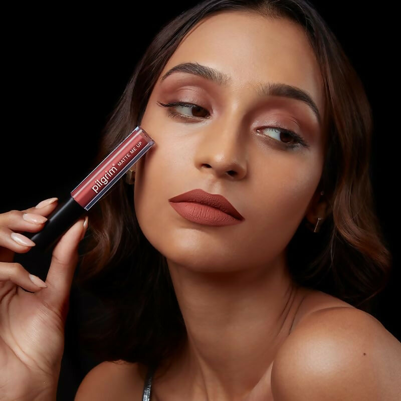 Pilgrim Liquid Matte Lipstick with Hyaluronic Acid - Saucy Coral | Grocsy