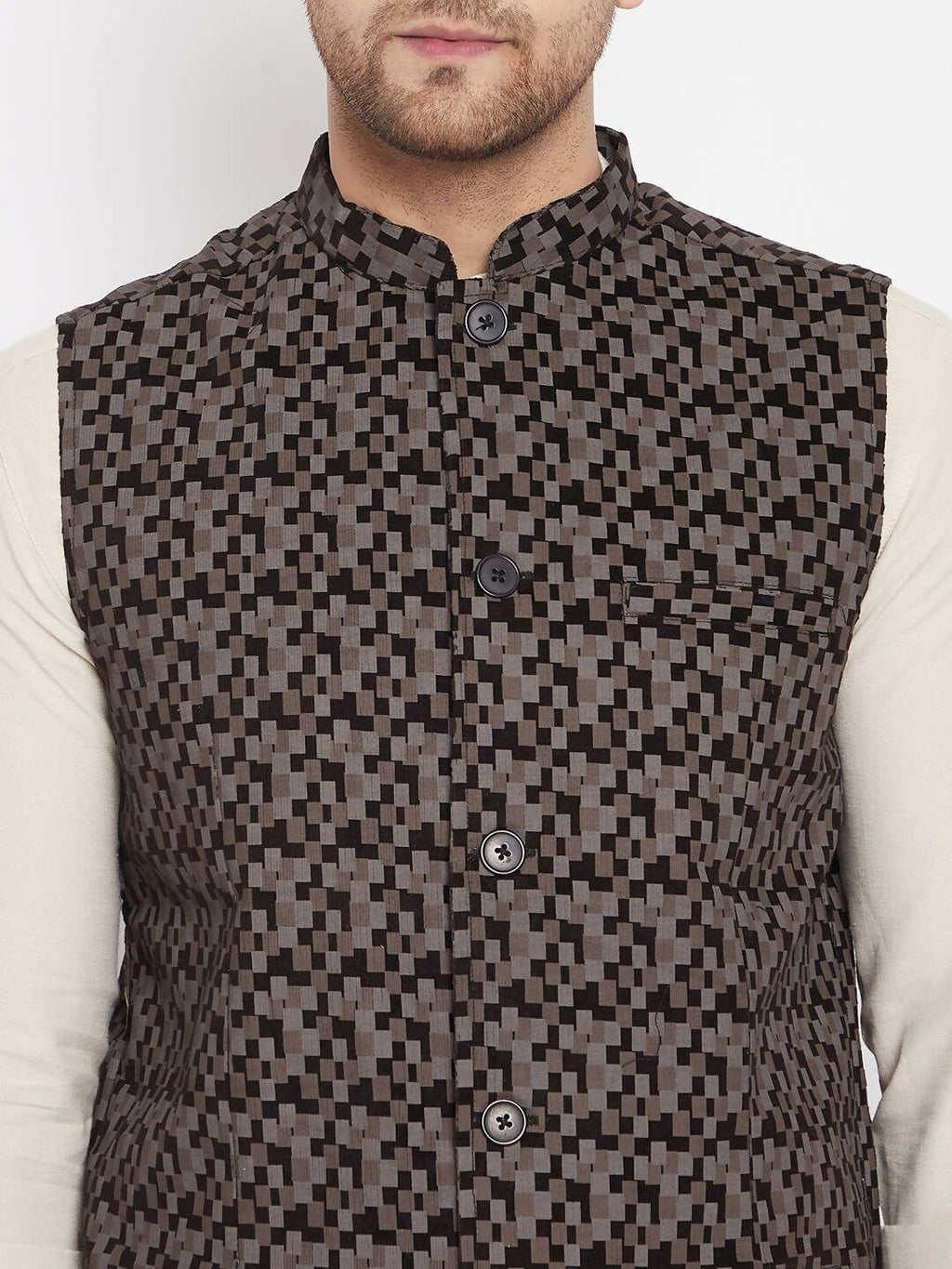 Even Apparels Black Merino Men Woven Nehru Jacket BF539 | Grocsy