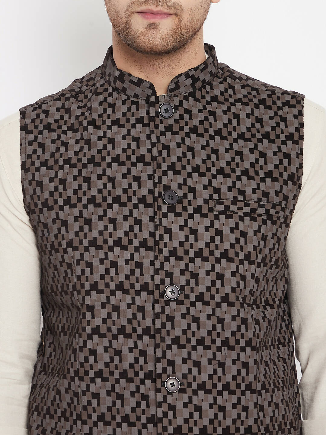 Even Apparels Black Merino Men Woven Nehru Jacket BF539 | Grocsy