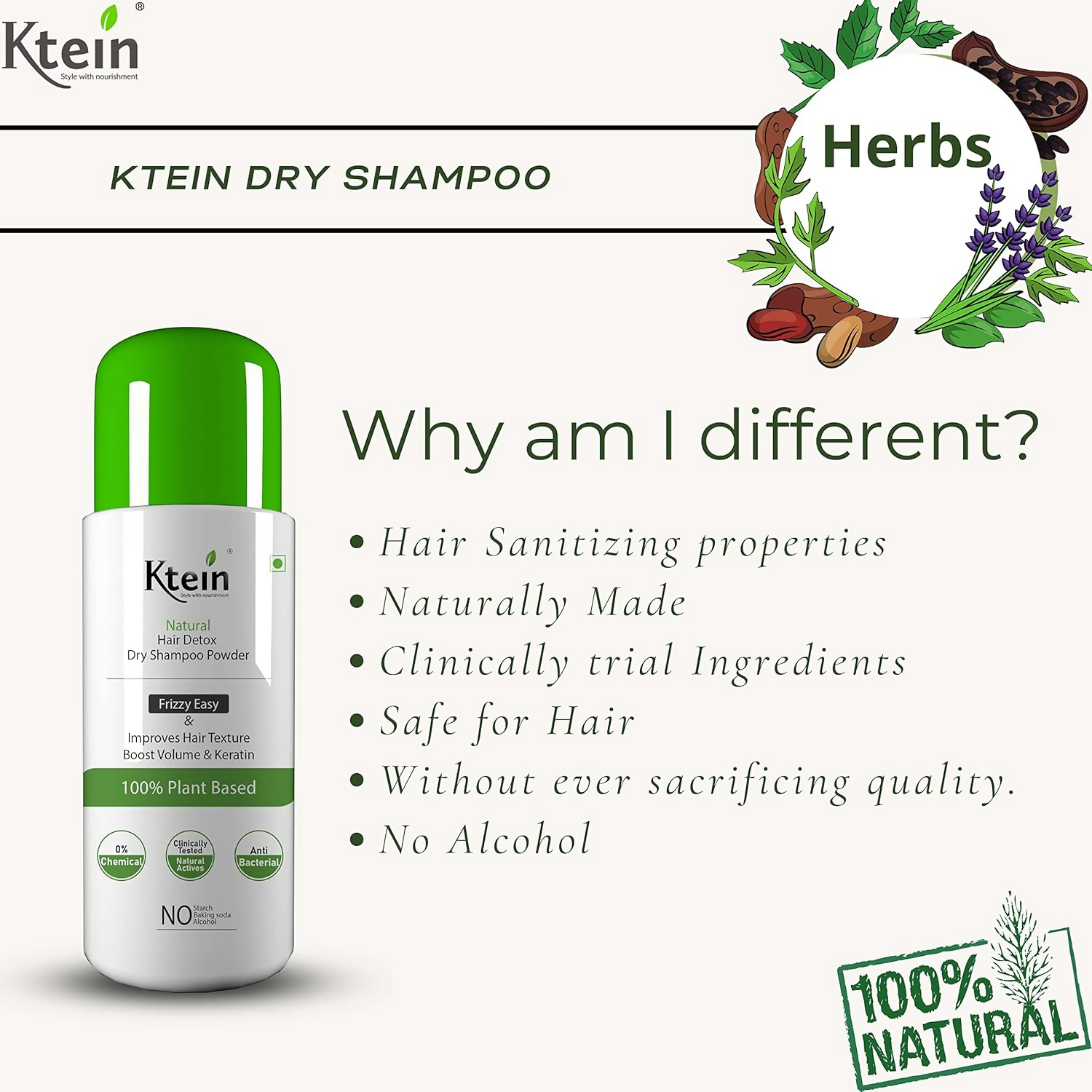 Ktein Natural Detox Dry Shampoo | Grocsy