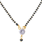 NVR Women's's Set of 2 Black Gold-Polished Beaded Mangalsutra With Ad Stone | Grocsy