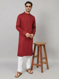 Giza Cotton Maroon Plain Kurta by Hilo Design | Grocsy