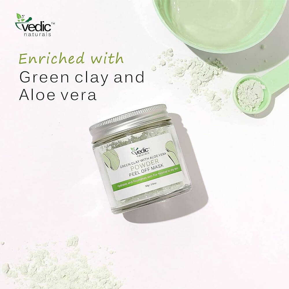 Vedic Naturals Green Clay With Aloe Vera Powder Peel Off Mask | Grocsy