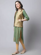 Even Apparels Beige Bansari Silk Open Front Women's Gillet | Grocsy