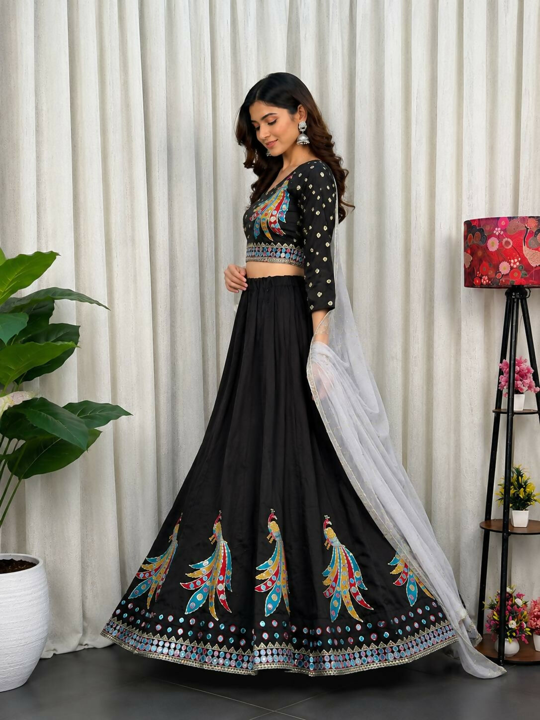 Lehenga Mart Black Designer Navratri Lehenga Choli for Women | Grocsy
