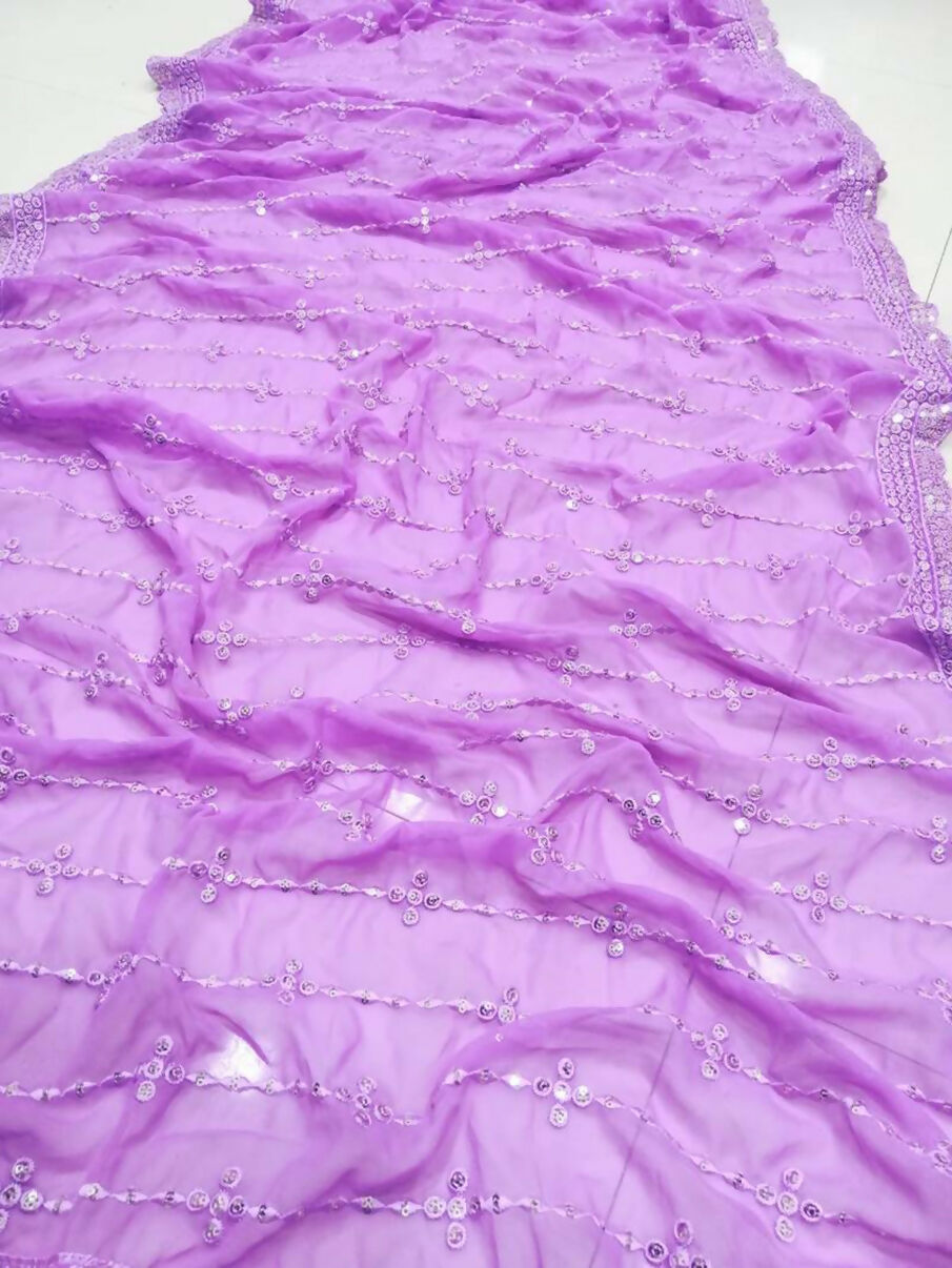 Jyoti Fashion Beautiful Lavender Sequence with Thread Embroidery work Faux Georgette Lehenga Choli with Dupatta | Grocsy