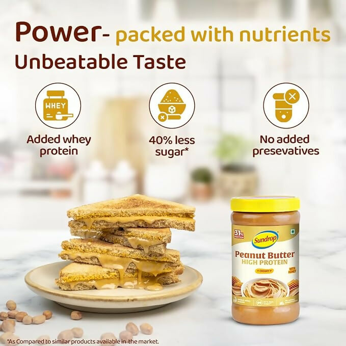 Sundrop High Protein Creamy Peanut Butter With Honey | Grocsy