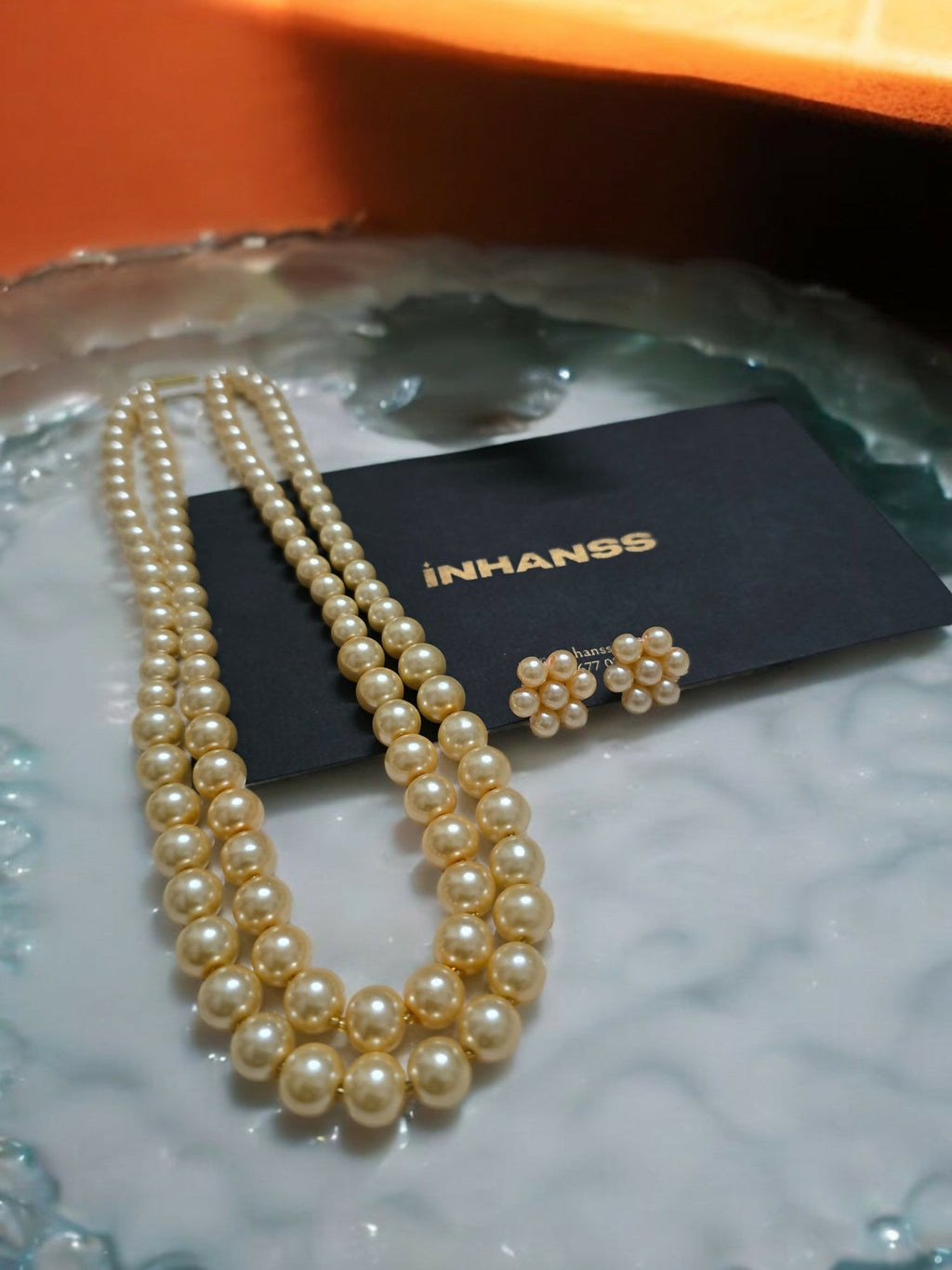 Inhanns Everyday Workwear Pearl Set (Double Layered Pearls) - Beige | Grocsy