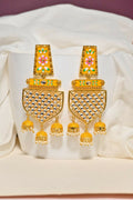 Yellow Traditional Gold-Polished Meenakari Jhumka Jhumki Earrings Indian Jewellery For Women Girls By House of Ree - Swadesiicart