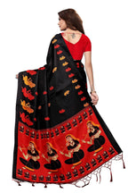 Vamika Black & Red Kalamkari With Jhalar Khadi Silk Saree | Grocsy