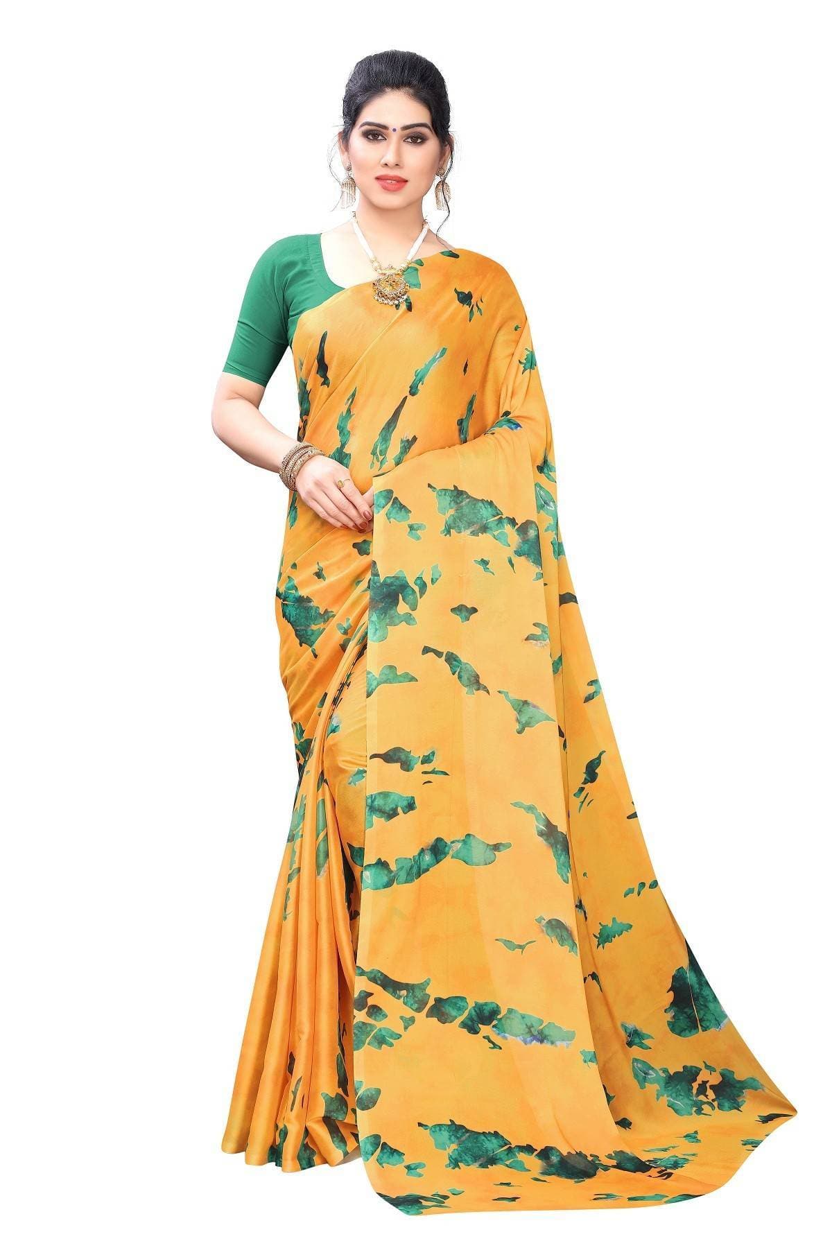 Vamika Yellow Silk Blend Designer Saree | Grocsy
