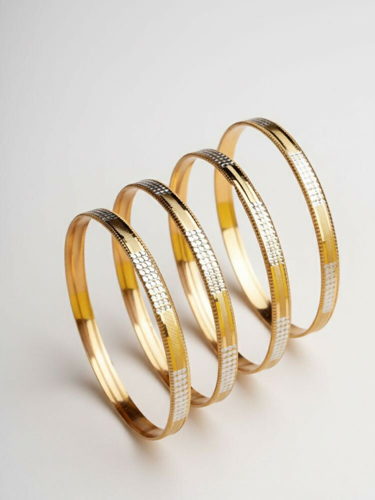 NVR Women Set of 4 Gold Plated CZ Toned Bangle | Grocsy