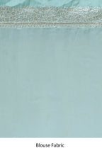 Blue Satin Silk Embroidered With Woven Design Border Festive Saree - Nimaya Denzy | Grocsy
