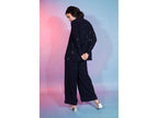 Navy Georgette Sequence With Thread Designer Co-Ord Set - Flory | Grocsy