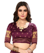 Vamika Purple Printed Art Silk Saree | Grocsy