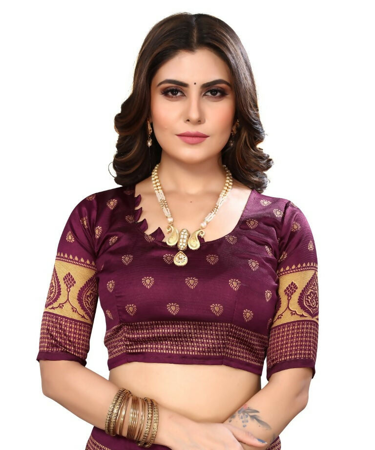 Vamika Purple Printed Art Silk Saree | Grocsy