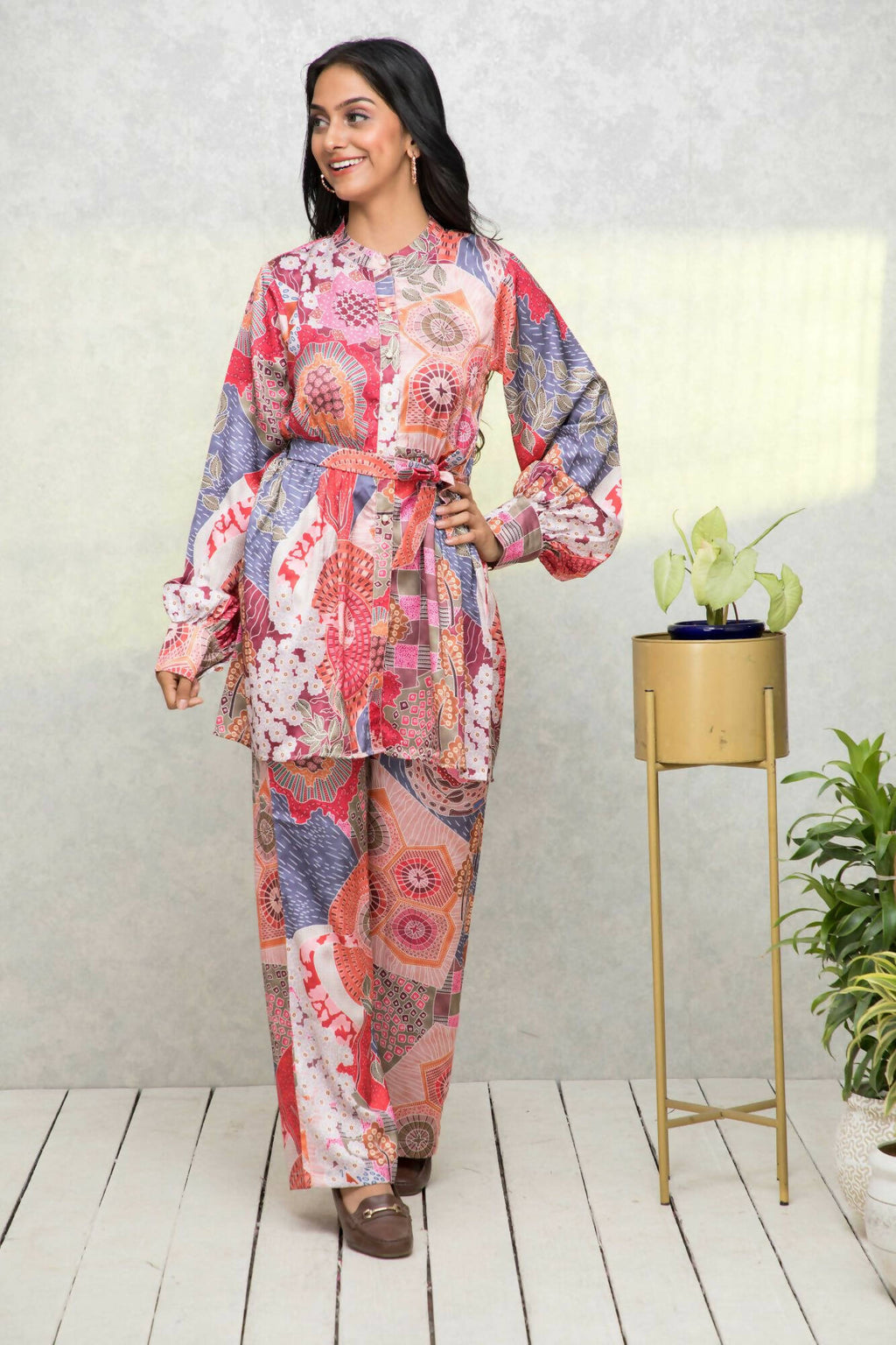 Myshka Women Multi Printed Bling & Sparkly Co-Ords | Grocsy