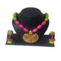 Kundan HandiKrafts Pink And Green Silk Thread Necklace | Grocsy