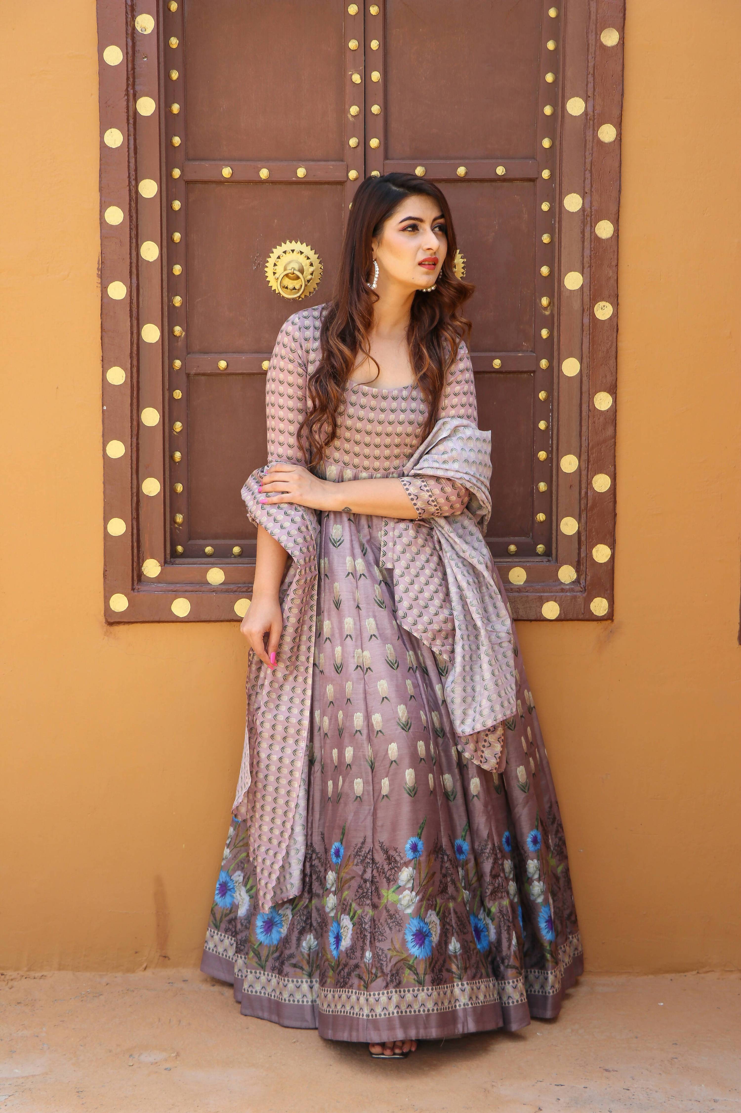 Partywear Designer Pastelpink Chanderi Suit - Anbazaar | Grocsy