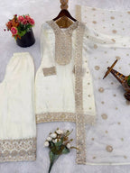 Teeya Creation White Color Fendy Silk Embroidery Work Wedding Wear Salwar Suit | Grocsy
