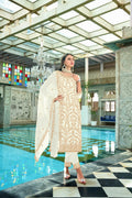 Jyoti Fashion Women's White Faux Georgette Heavy Embroidery and Moti Work Kurta Set | Grocsy