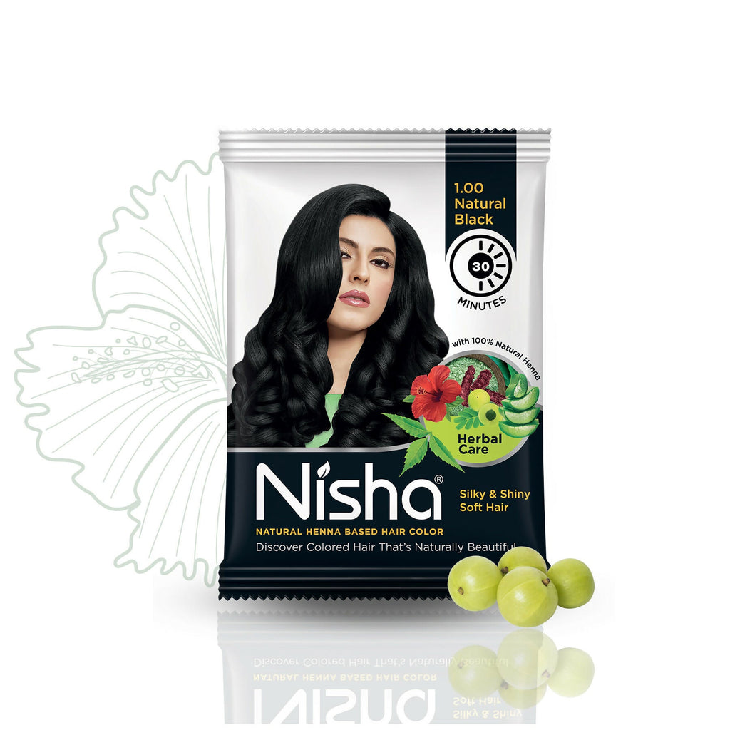 Nisha Henna Based Hair Colour For Women & Men Natural Black | Grocsy
