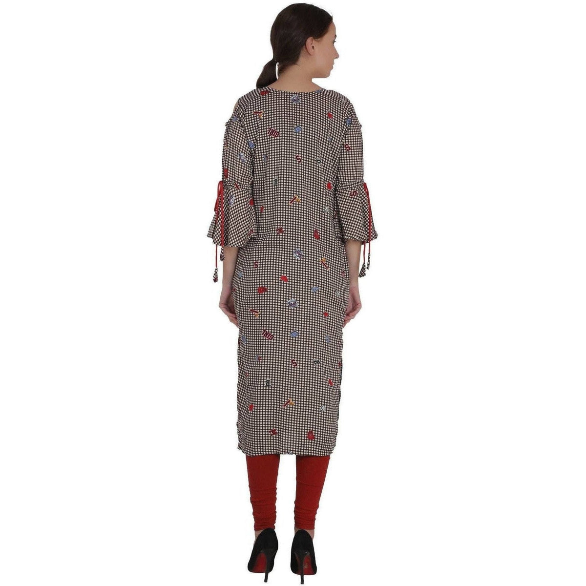 Kanoor Garments Women's Brown Rayon Straight Kurti | Grocsy