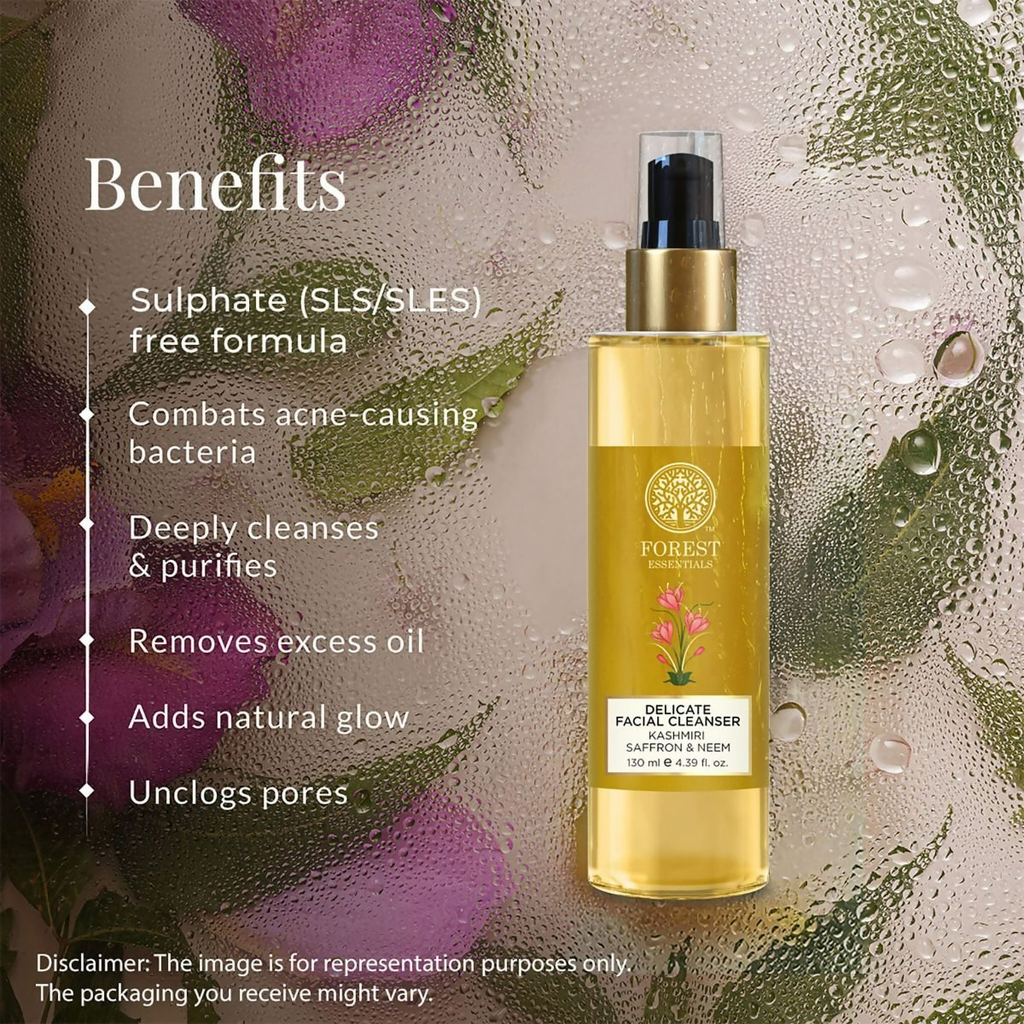 Forest Essentials Delicate Facial Cleanser Kashmiri Saffron & Neem | Grocsy