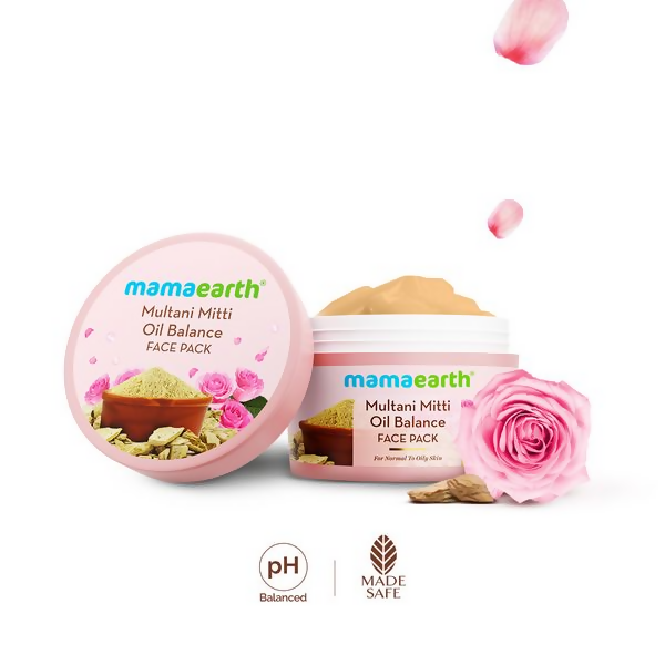 Mamaearth Multani Mitti Oil Balance Face Pack with Multani Mitti & Bulgarian Rose | Grocsy