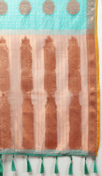 Lorenvalley Fashion Skyblue Cotton with Woven Design Zari Weaving Saree | Grocsy