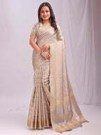 Shree Shyam Fashion Organza Cream Saree | Grocsy