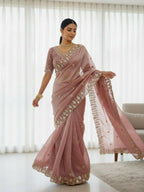 Joban Fashion Maroon Fandy Satin Silk Party Wear Sarees | Grocsy