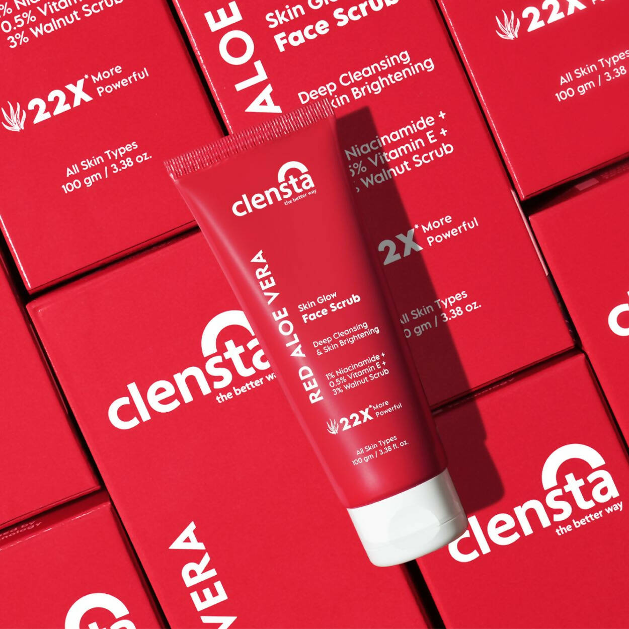 Clensta Red Aloe Vera Skin Glow Face Scrub | Grocsy