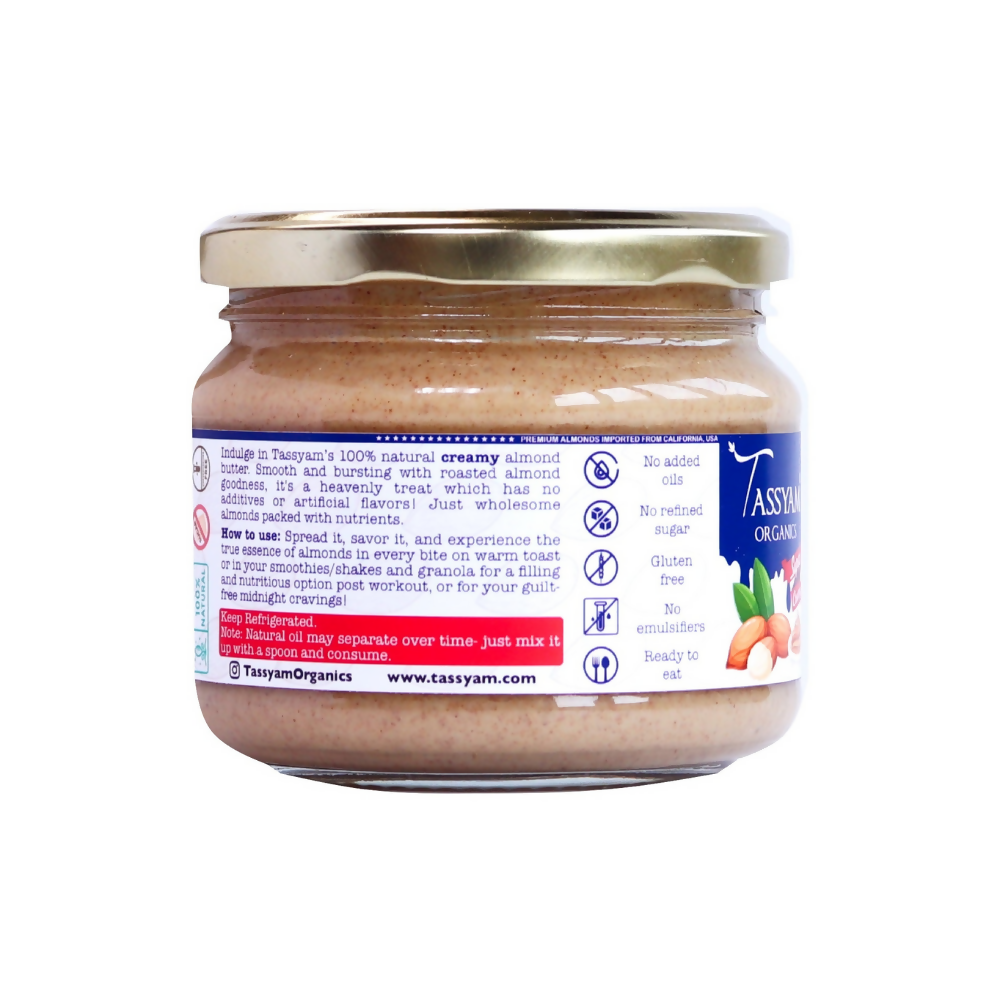 Tassyam Organics Creamy Almond Butter | Grocsy