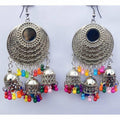 MS Fashion India Stylish Fancy Silver Oxidized Chandbali Jhumka Multi Color Pearls Earrings | Grocsy