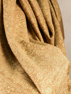 Weaving Mystery Handloom Pashmina Shawl-Kaani Zari - Tan Brown | Grocsy