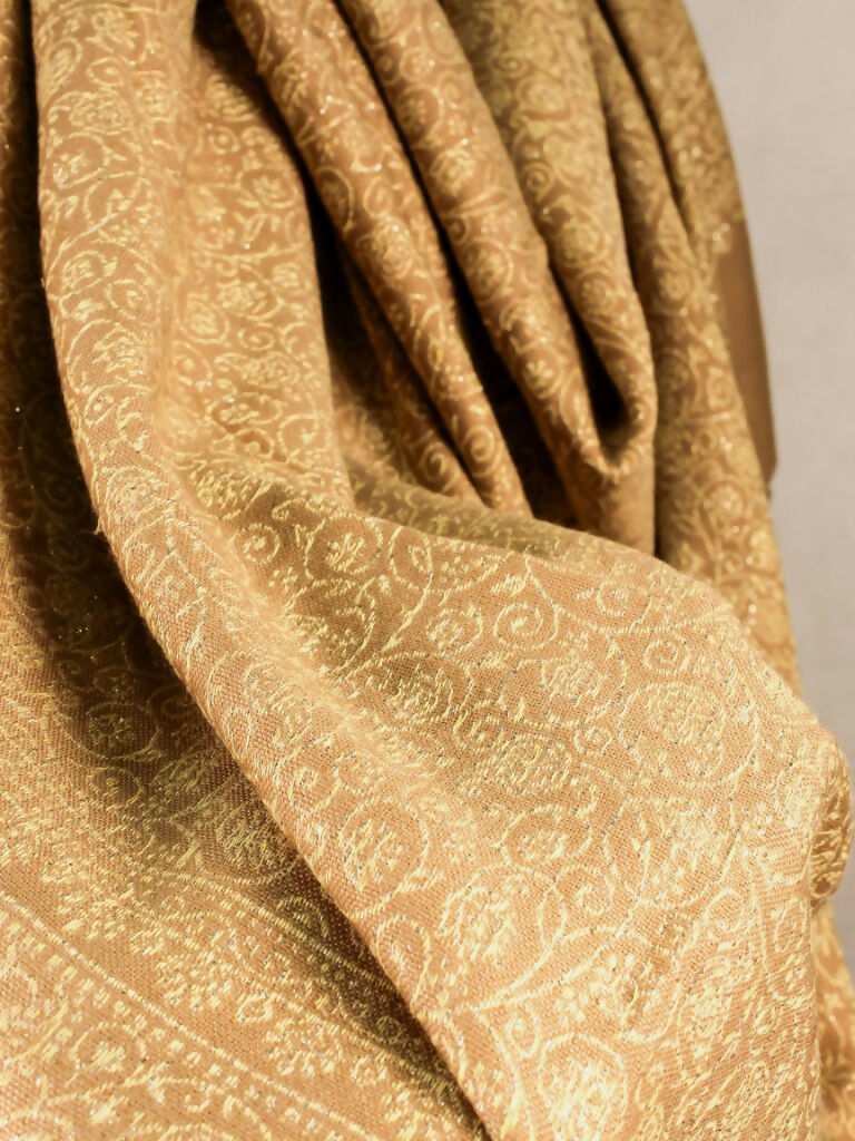 Weaving Mystery Handloom Pashmina Shawl-Kaani Zari - Tan Brown | Grocsy
