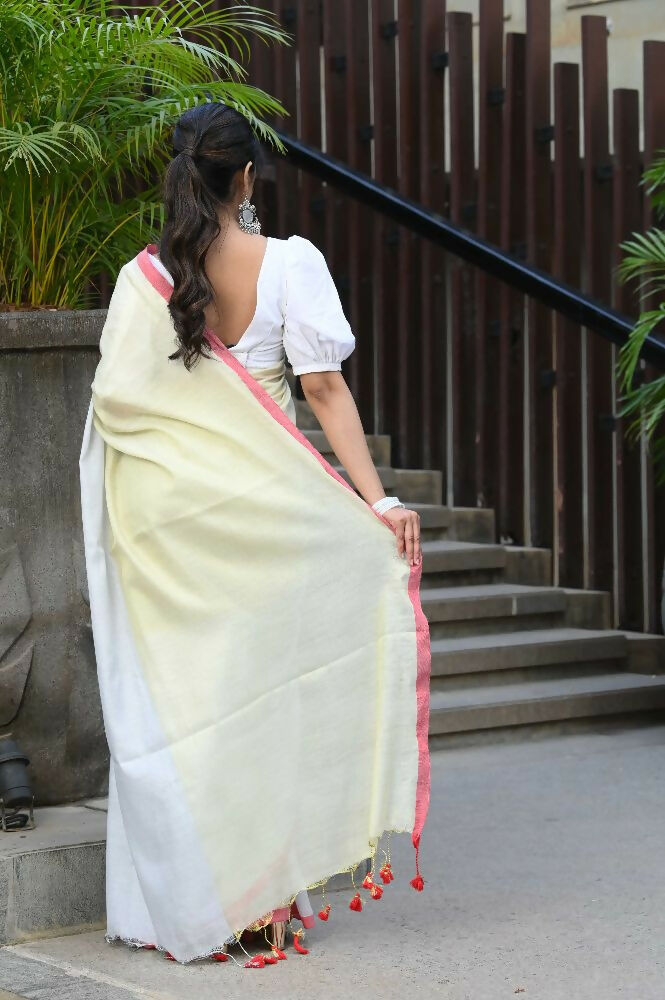Beatitude White Tissue Silk Saree | Grocsy