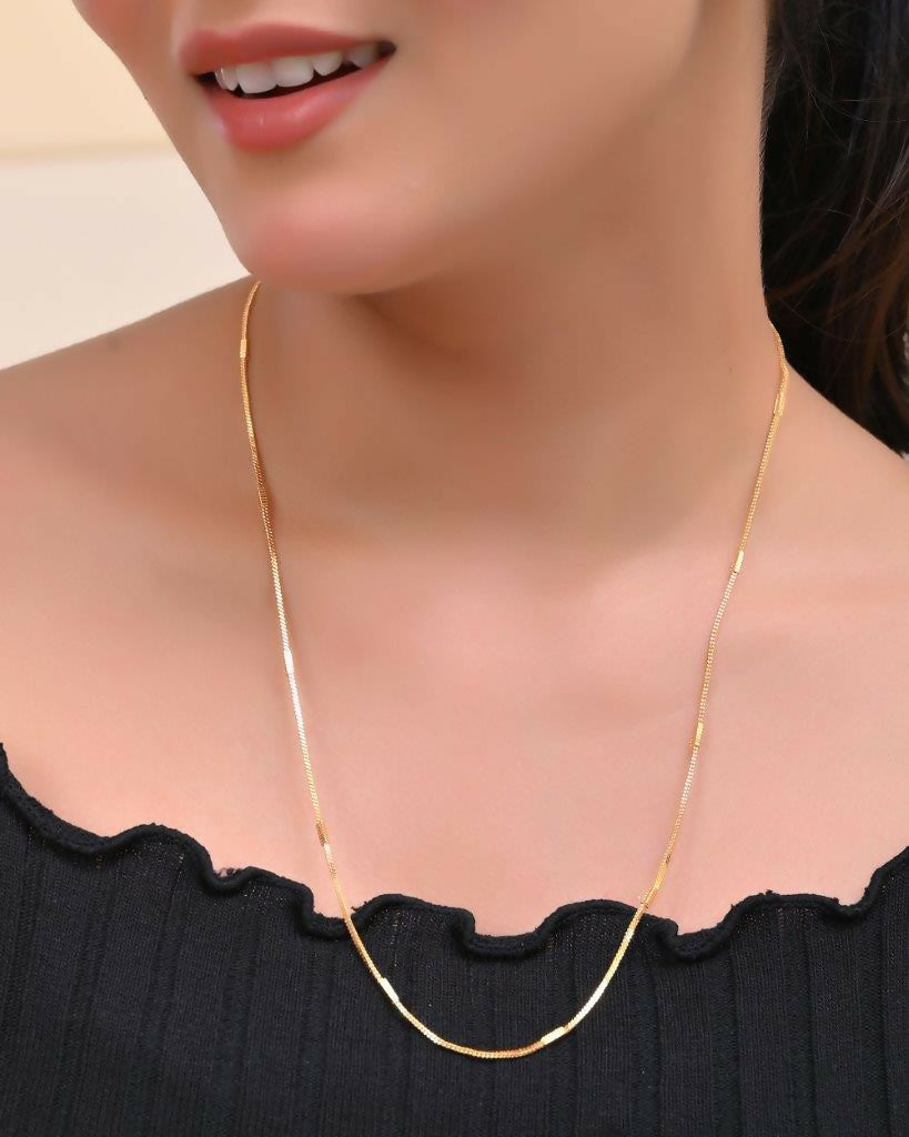VOJ Women Gold-Polished Self Designed Pipe Chain | Grocsy