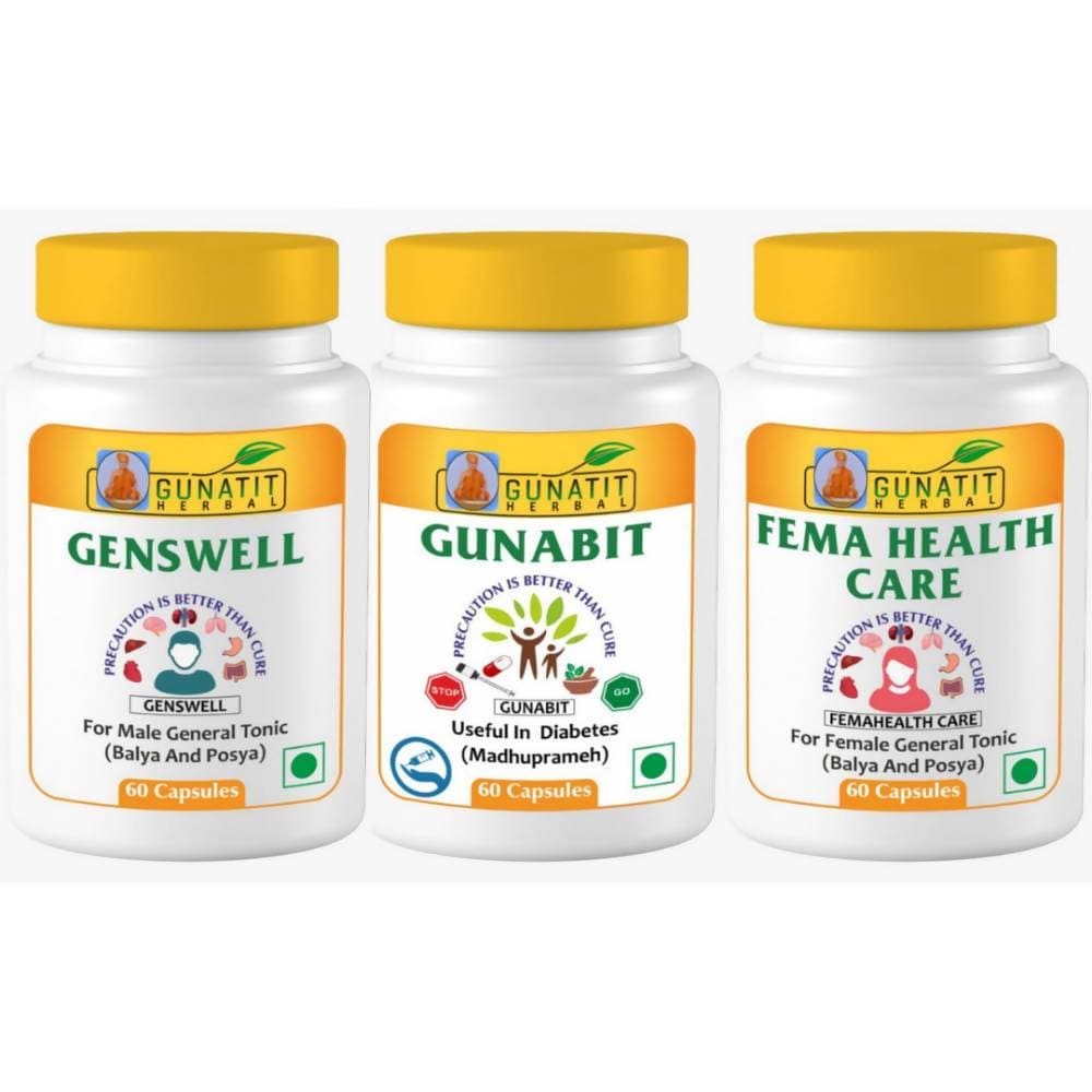 Gunatit Herbal Combo Of Genswell + Fema Healthcare + Gunabit Capsules | Grocsy