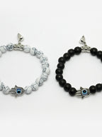 NVR Men & Women Set of 2 Black & White Marbel Crystal Bracelet | Grocsy