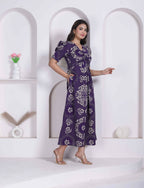 Miravan Womens Floral Printed Cotton Butterfly Maxi Dress | Grocsy