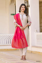 Festive Wear Ethnic White vetigun Stitched Suit With Dupatta - Nisha | Grocsy