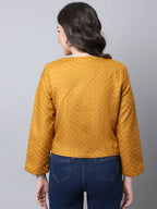 Even Apparels Yellow 100% Viscose Open Front Statement Women's Jacket | Grocsy