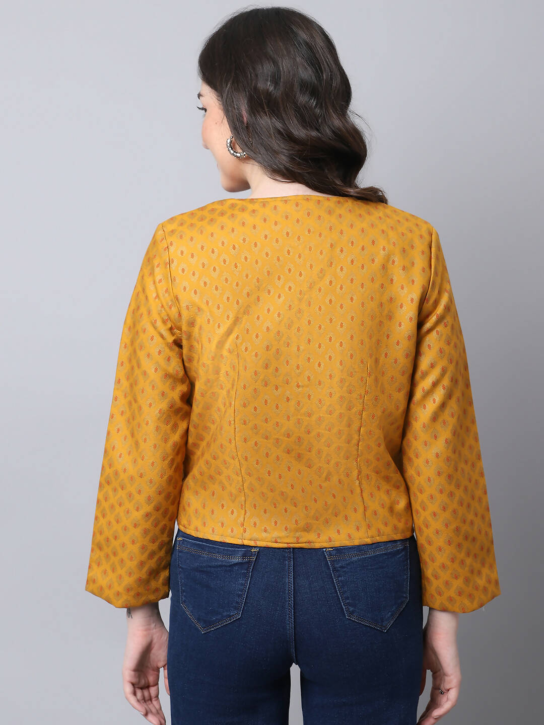 Even Apparels Yellow 100% Viscose Open Front Statement Women's Jacket | Grocsy