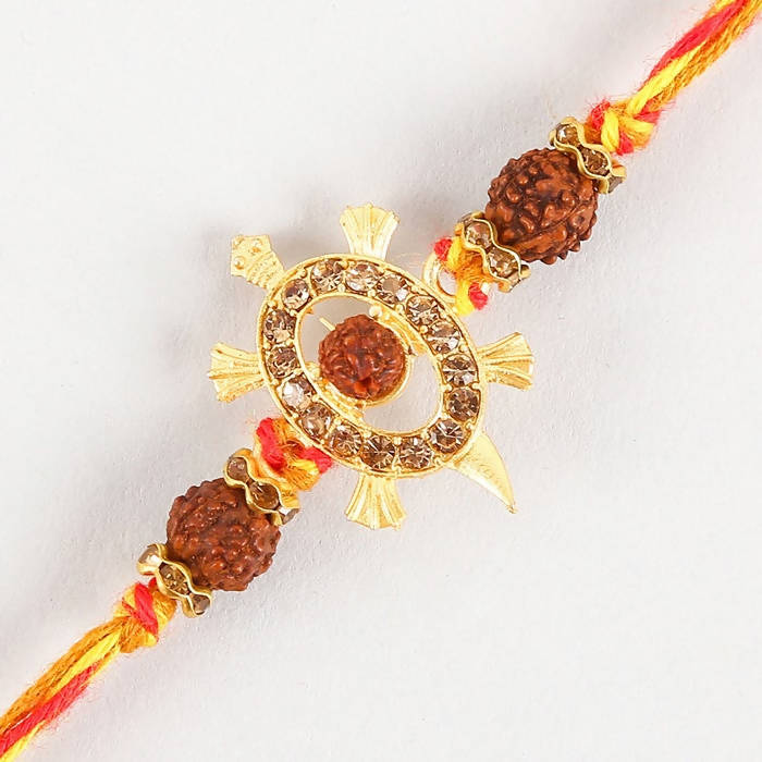 Rudraksha Royal Design Rakhi & Kaju Katli Box | Grocsy