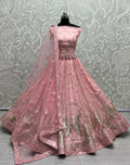 Jyoti Fashion Women's Pink Bridal Net Fancy Foil & Sequins with Multi Thread Embroidered Wedding Lehenga Choli | Grocsy