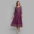 Alvano Beautiful Printed Anarkali Kurta for Women and Girls Casual wear, Partywear, Wedding (Wine) | Grocsy