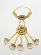 NVR Women's Gold-Polished CZ Stone-Studded Handcrafted Ring Bracelet | Grocsy
