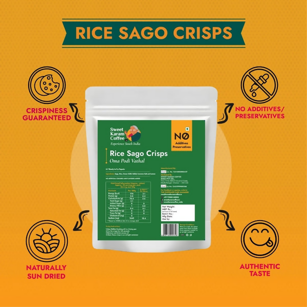 Sweet Karam Coffee Rice Sago Crisps (Oma Podi Vathal) | Grocsy